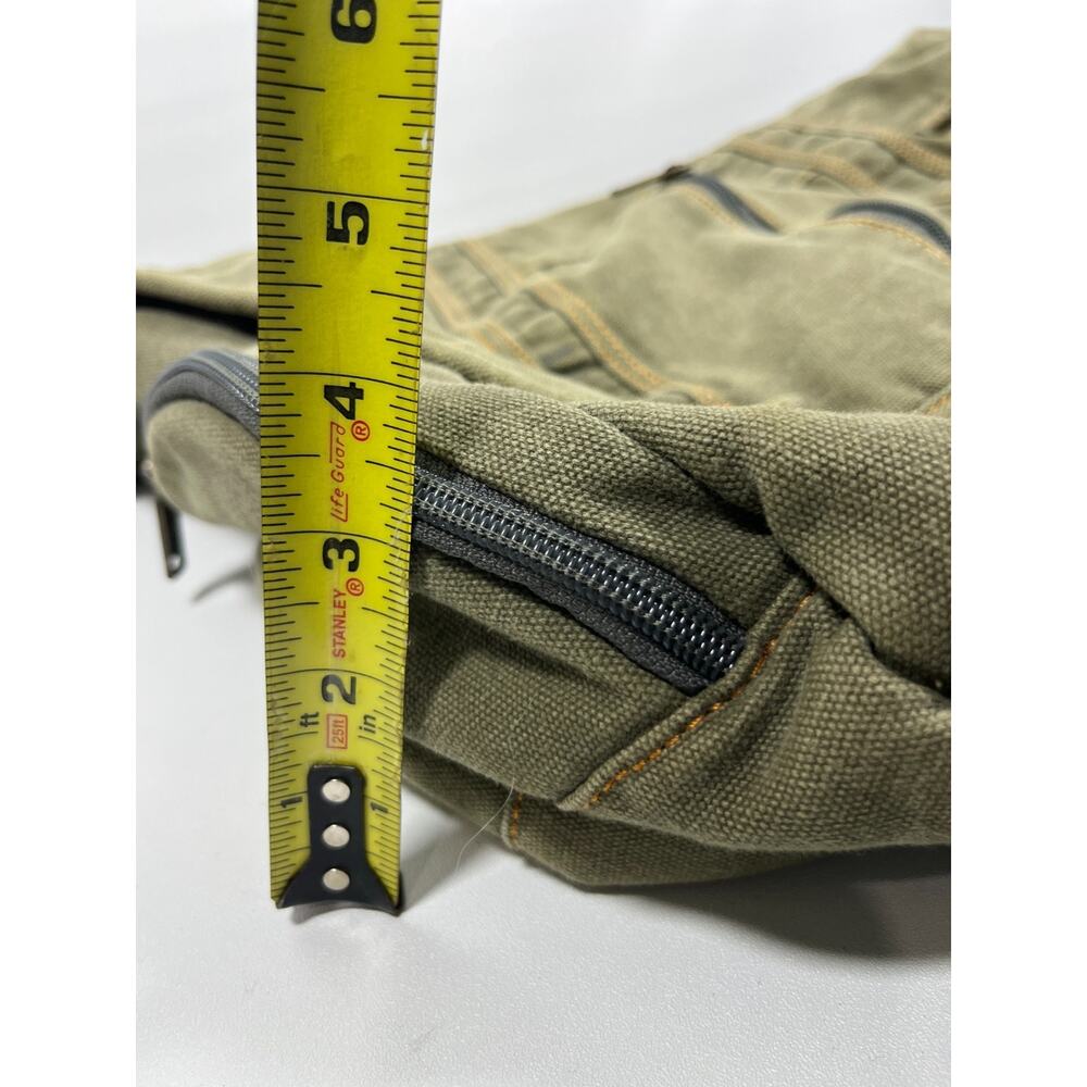 LL BEAN Bag Messenger Laptop Crossbody Paperboy Style Canvas Cotton Green VTG - Picture 15 of 16